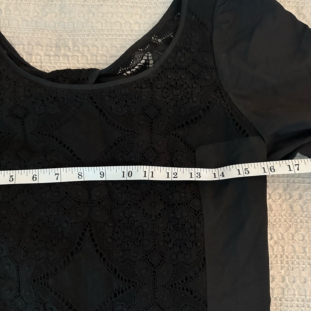 NWT Tibi Black Lace Cotton Mini Dress with Puff Sleeves and Open Back - Picture 8 of 9